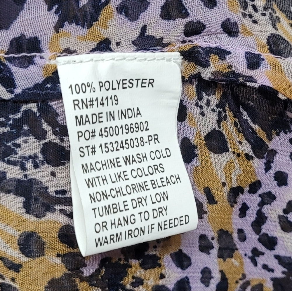 Vintage Cumberland Outfitters Leopard Butterfly Print Button Up Chiffon Blouse M - Picture 14 of 14